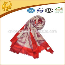custom made low MOQ lady cashmere shawl with fur trim